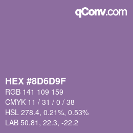Color code: HEX #8D6D9F | qconv.com
