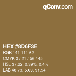 Color code: HEX #8D6F3E | qconv.com