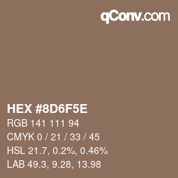 Color code: HEX #8D6F5E | qconv.com