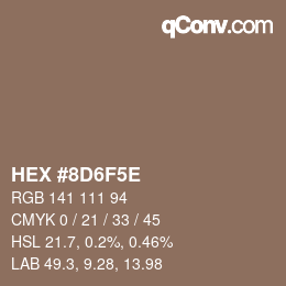 Color code: HEX #8D6F5E | qconv.com