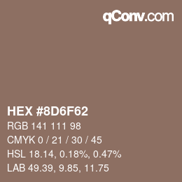 颜色代码: HEX #8D6F62 | qconv.com