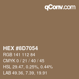 Color code: HEX #8D7054 | qconv.com
