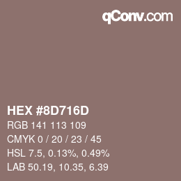 颜色代码: HEX #8D716D | qconv.com