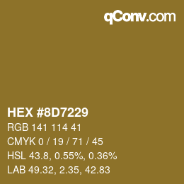 Color code: HEX #8D7229 | qconv.com