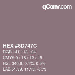 Color code: HEX #8D747C | qconv.com