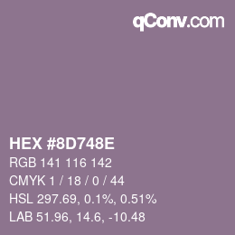 颜色代码: HEX #8D748E | qconv.com