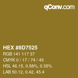 カラーコード: HEX #8D7525 | qconv.com