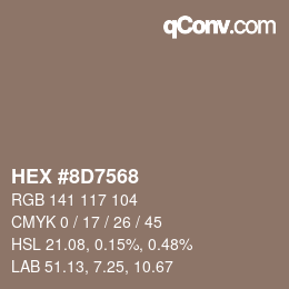 颜色代码: HEX #8D7568 | qconv.com