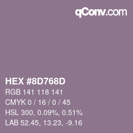 颜色代码: HEX #8D768D | qconv.com