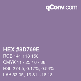 颜色代码: HEX #8D769E | qconv.com