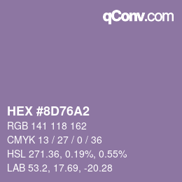 Color code: HEX #8D76A2 | qconv.com