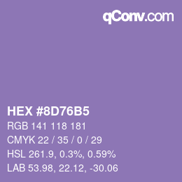 颜色代码: HEX #8D76B5 | qconv.com