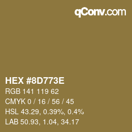 Color code: HEX #8D773E | qconv.com
