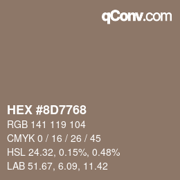 Farbcode: HEX #8D7768 | qconv.com