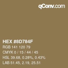 颜色代码: HEX #8D784F | qconv.com