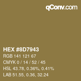 カラーコード: HEX #8D7943 | qconv.com