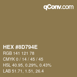 Farbcode: HEX #8D794E | qconv.com