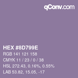 Color code: HEX #8D799E | qconv.com