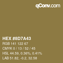 カラーコード: HEX #8D7A43 | qconv.com