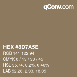 Color code: HEX #8D7A5E | qconv.com