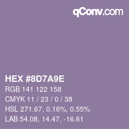 Farbcode: HEX #8D7A9E | qconv.com