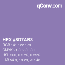 カラーコード: HEX #8D7AB3 | qconv.com