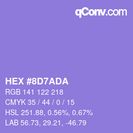 カラーコード: HEX #8D7ADA | qconv.com