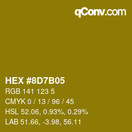 Color code: HEX #8D7B05 | qconv.com