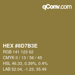Farbcode: HEX #8D7B3E | qconv.com