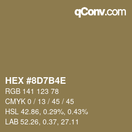 Código de color: HEX #8D7B4E | qconv.com