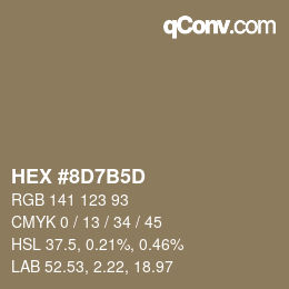 カラーコード: HEX #8D7B5D | qconv.com