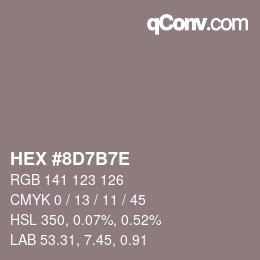 Color code: HEX #8D7B7E | qconv.com