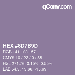 Color code: HEX #8D7B9D | qconv.com