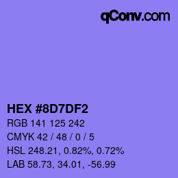 カラーコード: HEX #8D7DF2 | qconv.com