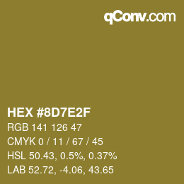 Color code: HEX #8D7E2F | qconv.com