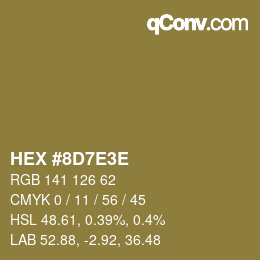 カラーコード: HEX #8D7E3E | qconv.com