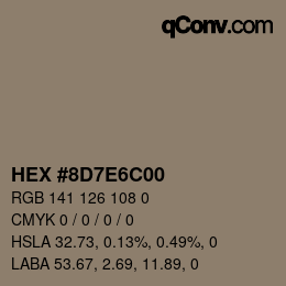 Color code: HEX #8D7E6C00 | qconv.com