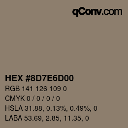 Color code: HEX #8D7E6D00 | qconv.com