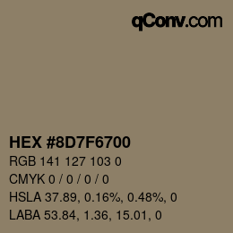 Color code: HEX #8D7F6700 | qconv.com