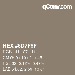 カラーコード: HEX #8D7F6F | qconv.com