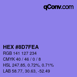 カラーコード: HEX #8D7FEA | qconv.com