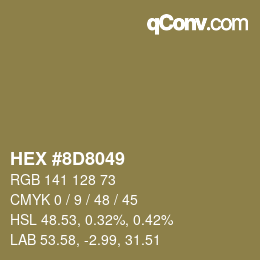 Color code: HEX #8D8049 | qconv.com