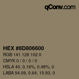 Color code: HEX #8D806600 | qconv.com
