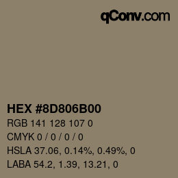 Color code: HEX #8D806B00 | qconv.com