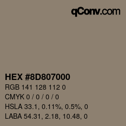 Color code: HEX #8D807000 | qconv.com