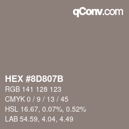 Color code: HEX #8D807B | qconv.com