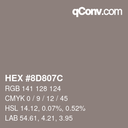 Farbcode: HEX #8D807C | qconv.com