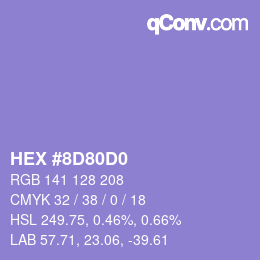 Color code: HEX #8D80D0 | qconv.com