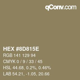 Code couleur: HEX #8D815E | qconv.com