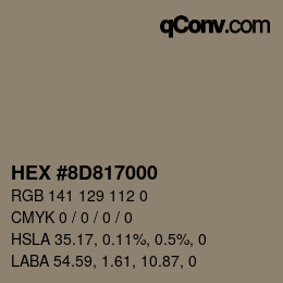 Color code: HEX #8D817000 | qconv.com